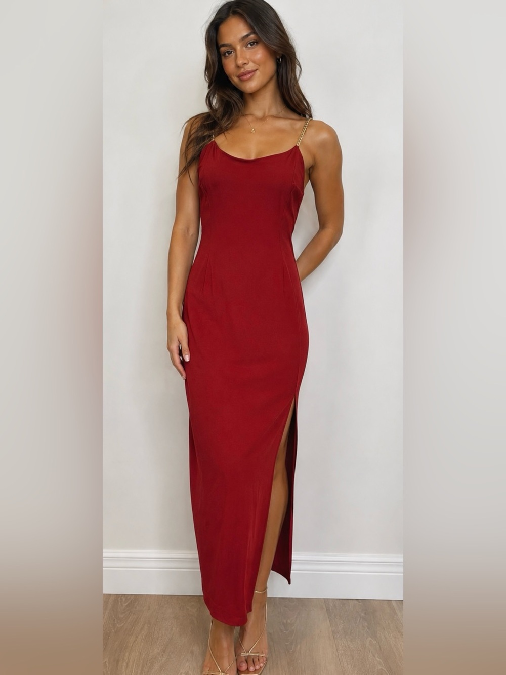 VTG Jessica McClintock Gunne Sax Maxi Dress 9/10 Red Rhinestone HOCO 90s Y2K